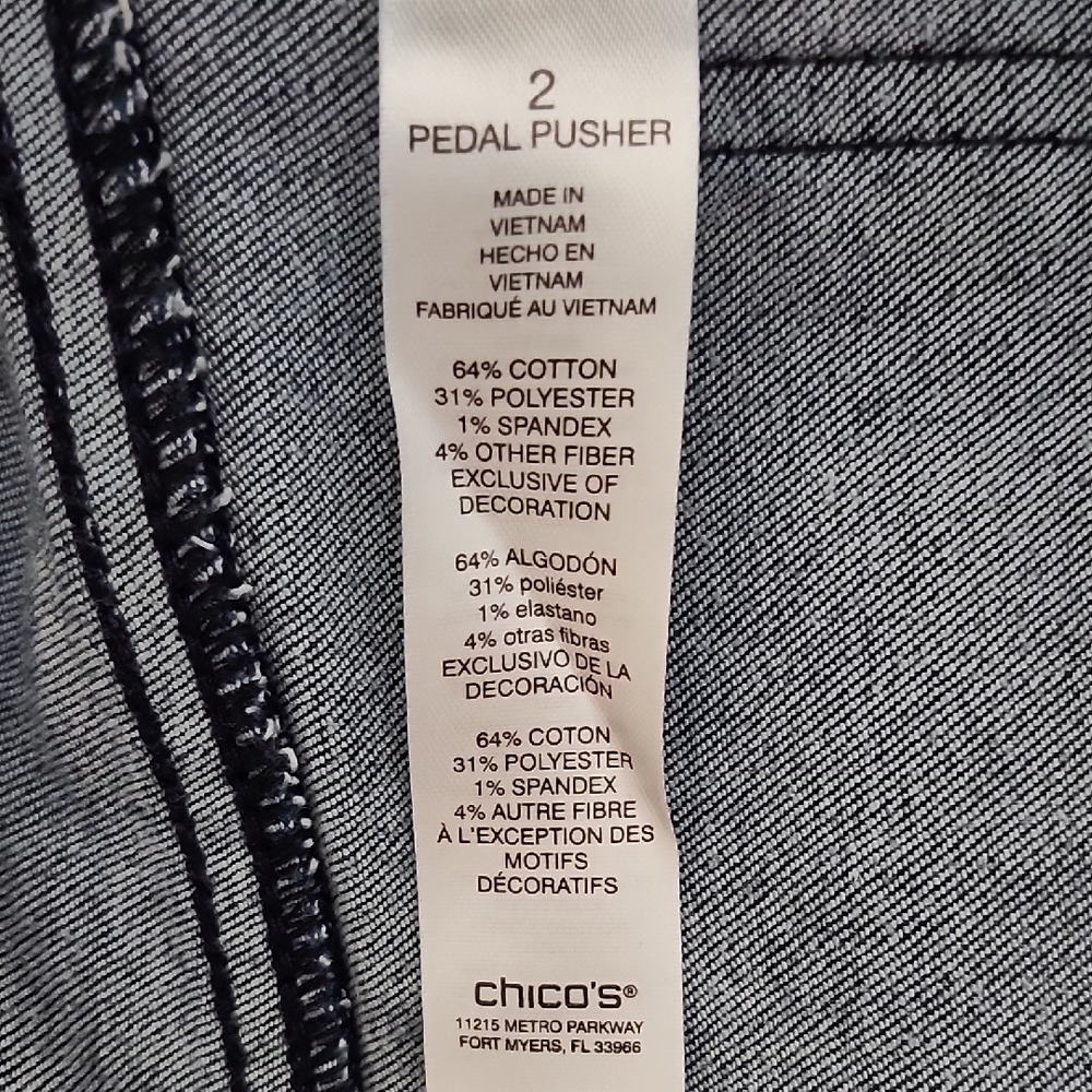 Chico's Dark Blue Perfect Stretch Denim Pedal Pusher Jeggings (REF#106) - Picture 6 of 8